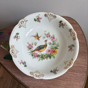 Schumann Bavaria Dresden Gilded Porcelain 8 1/2" Serving Bowl, Made in Germany